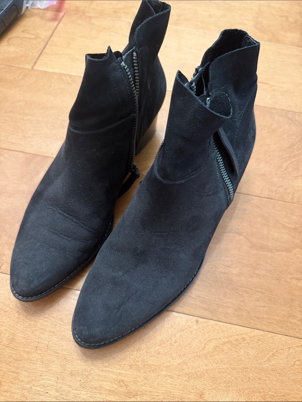 Black Suede Ankle Boots - Stylish Zip Design